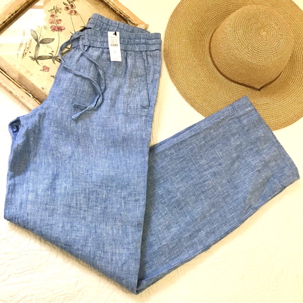 NWT Talbots Linen Chambray Tie Waist Pants - Picture 10 of 16